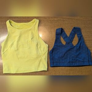 Lululemon Athletica Yellow Tank Top & Blue Sports Bra